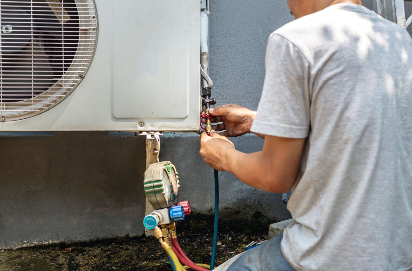 Right Guys Home Services HVAC Company technician performing cooling system service in Indian Land, SC for dependable comfort. HVAC Company Near Me.