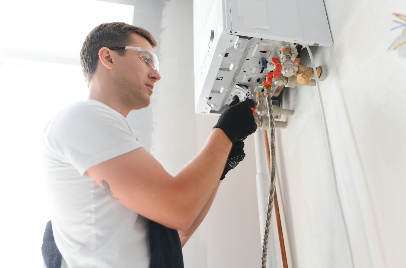 Right Guys Home Services HVAC Company technician providing heating system service in Lancaster, SC, ensuring efficient, reliable performance.