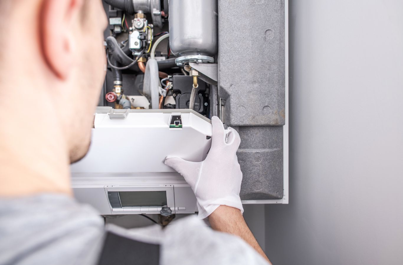 Right Guys Home Services HVAC Company technician performing heating system service in York County, SC, ensuring reliable and efficient operation.