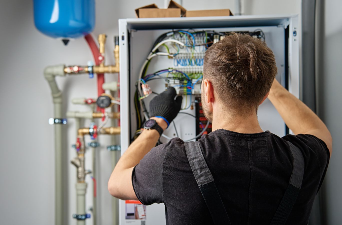 Right Guys Home Services HVAC Company technician providing heating system service in Indian Land, SC, ensuring efficient and reliable operation.