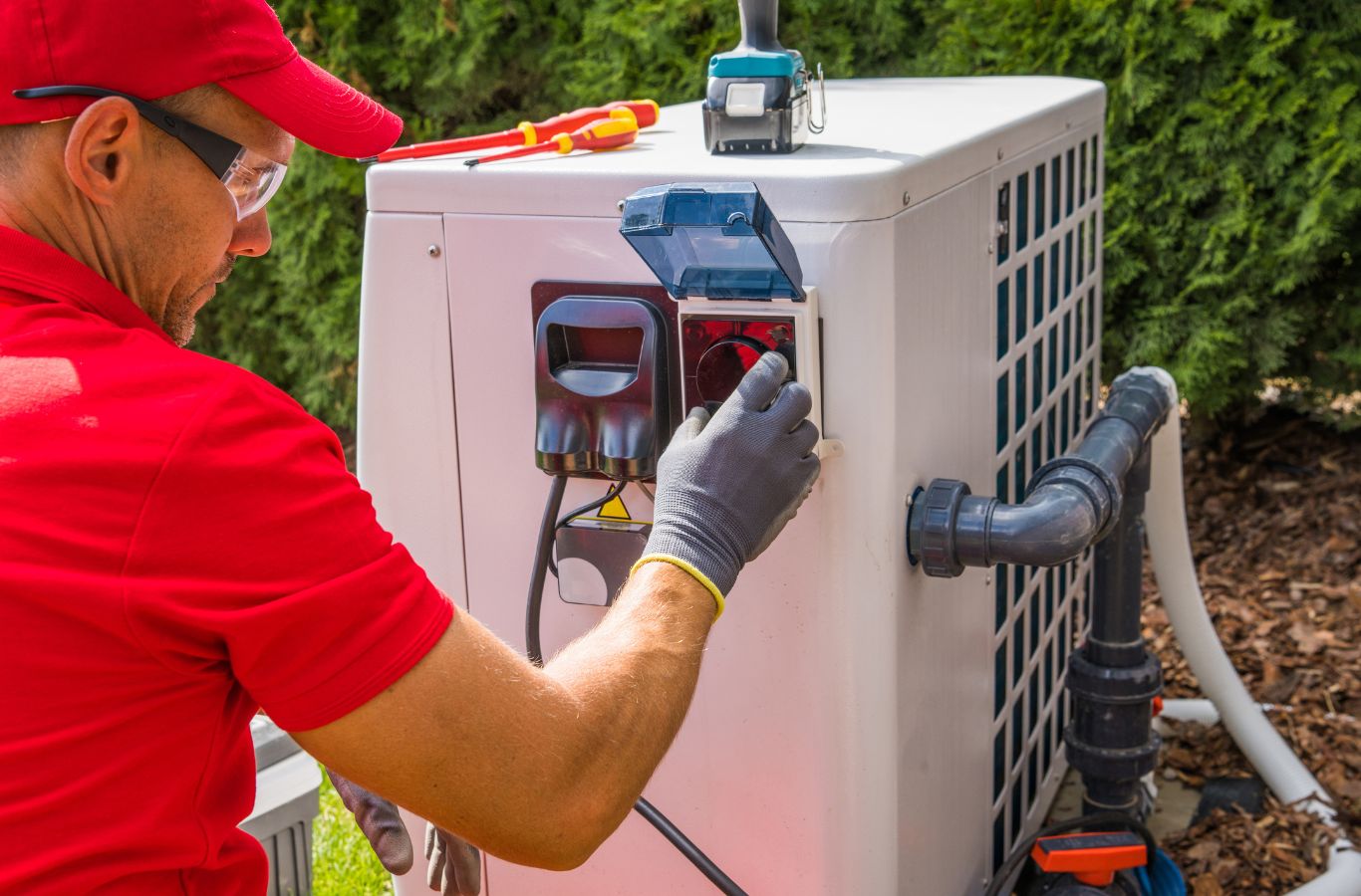 Right Guys Heating and Air technician performing heating services in Wesley Chapel, NC, boosting efficiency and ensuring reliable local heating performance.